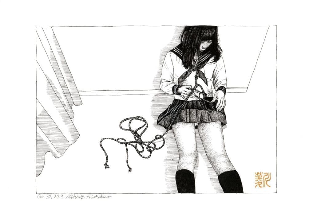 Girl in sailor suit playing with a rope