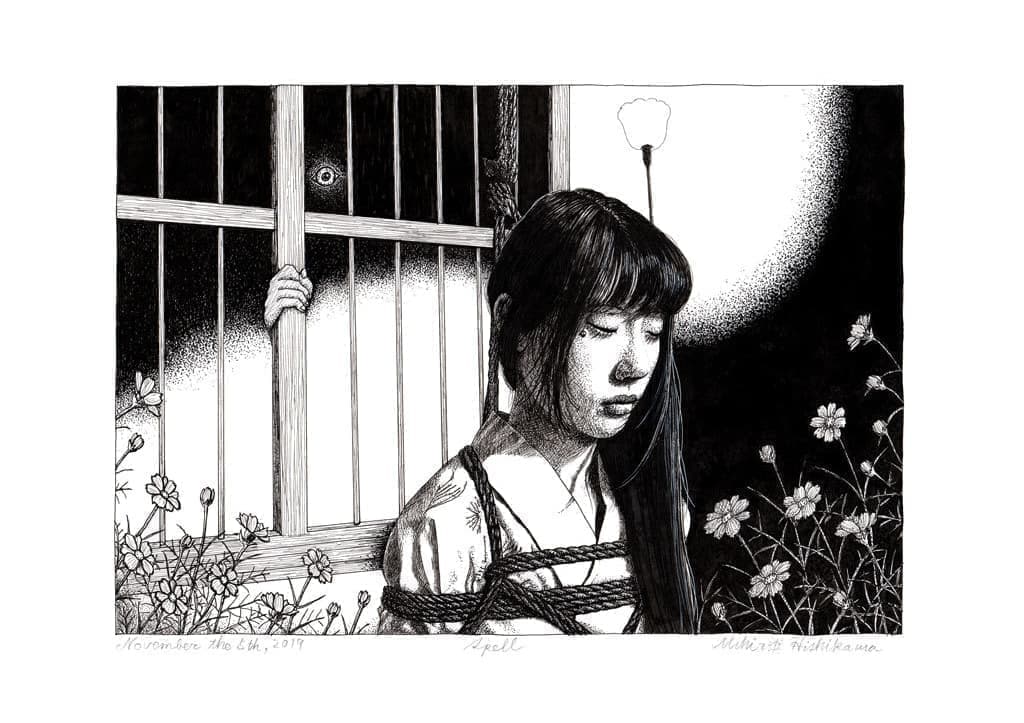 Woman tied behind in suspicious room